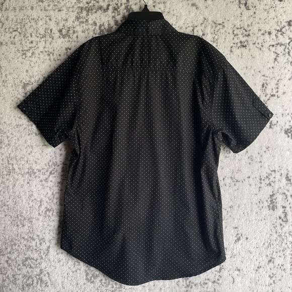 Geometrix Mens Shirt Slim Fit Size L Short Sleeve Black White Polka Dots Cotton - Picture 4 of 6